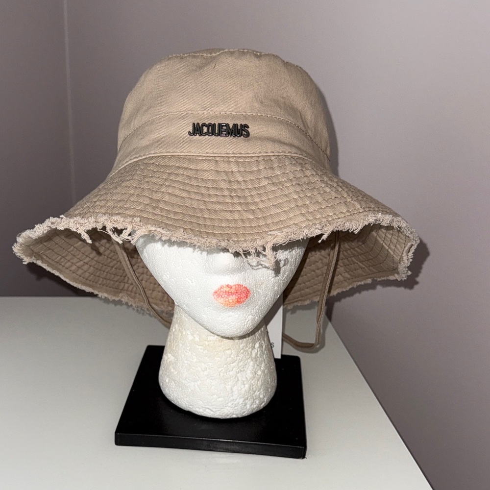 Designer Beige Frayed Bucket Hat